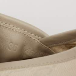 Pre Owned حذاء فلات إسبادريل غوتشي جلد وكانفاس جي جي رصاصي سليب أون مقاس 36