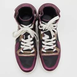Gucci Metallic Tri Color Leather New Basketball High Top Sneakers Size 35