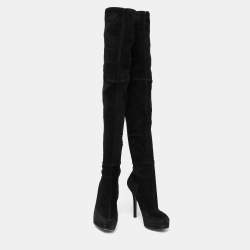 Gucci Black Suede Platform Over the Knee Boots Size 38.5 