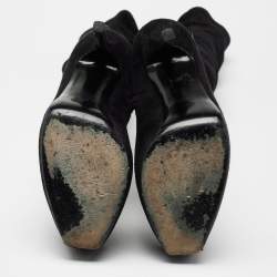 حذاء بوت فوق الركبه غوتشي سويدي أسود نعل سميك مقاس 38.5
