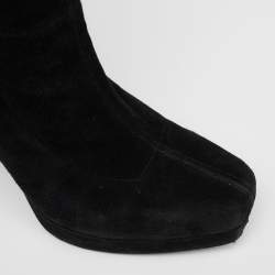 حذاء بوت فوق الركبه غوتشي سويدي أسود نعل سميك مقاس 38.5