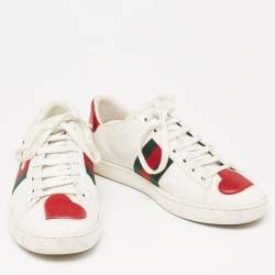مملوكة مسبقًا حذاء رياضي غوتشي أيس جلد أبيض بقلب مقاس 38