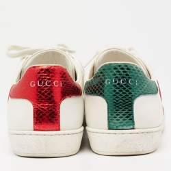 مملوكة مسبقًا حذاء رياضي غوتشي أيس جلد أبيض بقلب مقاس 38