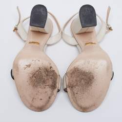 Pre Owned Gucci White Leather GG Marmont Ankle-Strap Sandals Size 35