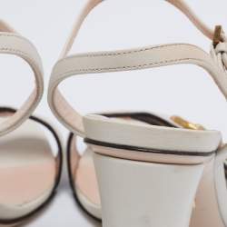 Pre Owned Gucci White Leather GG Marmont Ankle-Strap Sandals Size 35