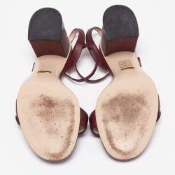 Pre Owned صندل غوتشي جي جي مارمونت جلد عنابي سير كاحل مقاس 39