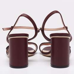 Pre Owned صندل غوتشي جي جي مارمونت جلد عنابي سير كاحل مقاس 39