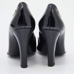 Pre Owned Gucci Black Patent Leather Block Heel Pumps Size 35.5