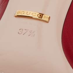 Pre Owned Gucci Red Leather Sylvie Web Slingback Pumps Size 37.5