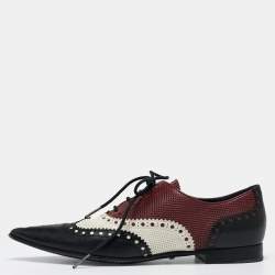 Gucci Multicolor Leather Pointed Toe Brogue Oxford Size 36 