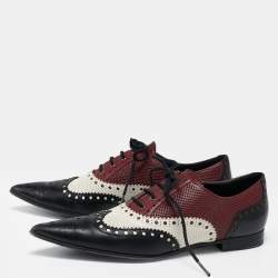 Gucci Multicolor Leather Pointed Toe Brogue Oxford Size 36 