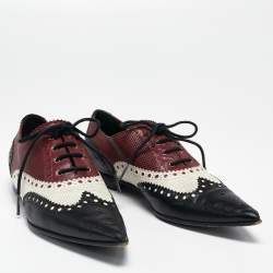 Gucci Multicolor Leather Pointed Toe Brogue Oxford Size 36 