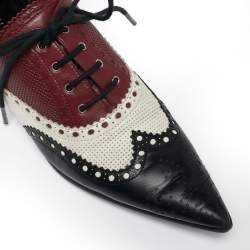 Gucci Multicolor Leather Pointed Toe Brogue Oxford Size 36 