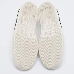 مملوكة مسبقًا Gucci White Floral Embroidered Leather Ace Low Top Sneakers Size 37