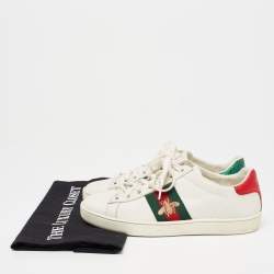 Pre Owned حذاء رياضي غوتشي إيس جلد نقشة الثعبان وجلد أبيض مقاس 35