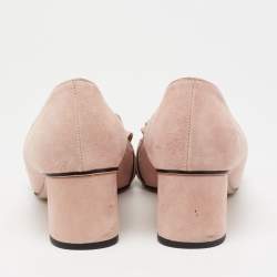 Pre Owned حذاء كعب عالي غوتشي GG  مارمونت وردي فاتح بشراشيب مقاس 41.5