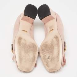 Pre Owned حذاء كعب عالي غوتشي GG  مارمونت وردي فاتح بشراشيب مقاس 41.5