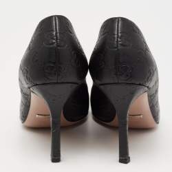 مملوكة مسبقًا حذاء كعب عالي غوتشي هورسبيد جلد غوتشيسيما أسود مقدمة مفتوحة مقاس 39.5