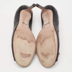 مملوكة مسبقًا حذاء كعب عالي غوتشي هورسبيد جلد غوتشيسيما أسود مقدمة مفتوحة مقاس 39.5