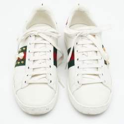 Gucci White Leather Studded Web Ace Sneakers Size 35.5