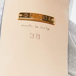 Pre Owned Gucci Silver Leather Angel T-strap Platform Sandals Size 38