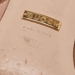 Pre Owned Gucci Brown Leather Interlocking G Horsebit Zumi Slingback Sandals Size 38