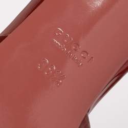 مملوكة مسبقًا Gucci Rust Guccissima Patent Leather Bow Peep-Toe Slide Sandals Size 38.5