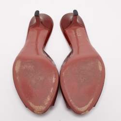 مملوكة مسبقًا Gucci Rust Guccissima Patent Leather Bow Peep-Toe Slide Sandals Size 38.5