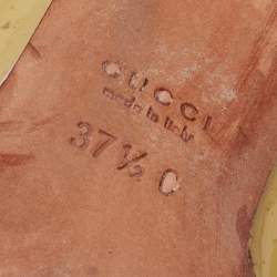 Pre Owned Gucci Yellow Patent Leather Horsebit Peep Toe Pumps Size 37.5