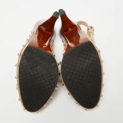 Pre Owned Gucci Beige Suede Bamboo Tassel Loafer Slingback Clogs Size 37.5