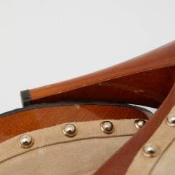 Pre Owned Gucci Beige Suede Bamboo Tassel Loafer Slingback Clogs Size 37.5