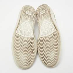 Pre Owned Gucci Beige GG Supreme Bee Print  Canvas Ace Low Top Sneakers Size 39.5