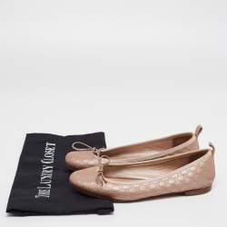 Gucci Metallic Rose Gold  Guccissima  Leather Bow Detail Ballet Flats Size 35