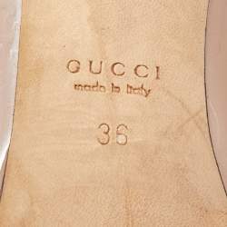 Pre Owned حذاء كعب عالي غوتشي نيو هوليوود هورسبيت جلد غوتشيسيما وردي لامع مقدمة مفتوحة مقاس 36