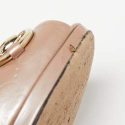 Pre Owned حذاء كعب عالي غوتشي نيو هوليوود هورسبيت جلد غوتشيسيما وردي لامع مقدمة مفتوحة مقاس 36