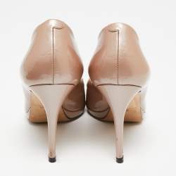 Pre Owned حذاء كعب عالي غوتشي نيو هوليوود هورسبيت جلد غوتشيسيما وردي لامع مقدمة مفتوحة مقاس 36