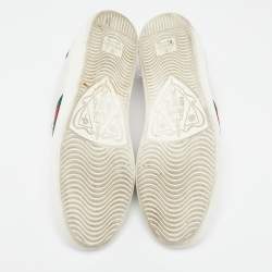 مملوكة مسبقًا Gucci White Leather And Python Embossed Web Ace Sneakers Size 38