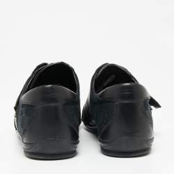 Gucci Black GG Canvas and Leather Double Velcro Strap Low Top Sneakers Size 44 
