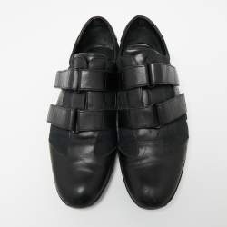 Gucci Black GG Canvas and Leather Double Velcro Strap Low Top Sneakers Size 44 