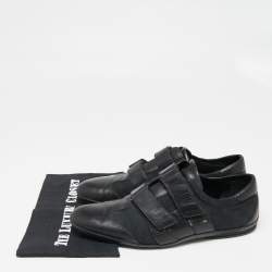 Gucci Black GG Canvas and Leather Double Velcro Strap Low Top Sneakers Size 44 