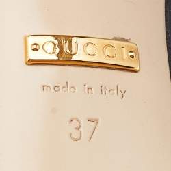 مملوكة مسبقًا Gucci Black Leather Elaisa Removable Crystal Embellished Bow Strap Pumps Size 37