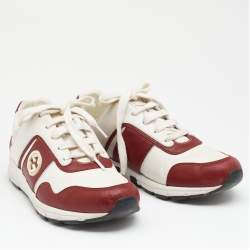 Gucci Red/White Leather Interlocking G Low Top Sneakers Size 37.5