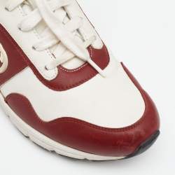 Gucci Red/White Leather Interlocking G Low Top Sneakers Size 37.5