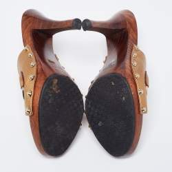 Pre Owned Gucci Copper Leather Icon Bit Clog Sandals Size 40