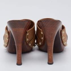Pre Owned Gucci Copper Leather Icon Bit Clog Sandals Size 40