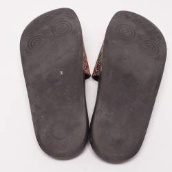 Pre Owned صندل سلايد فلات غوتشي كانفاس جي جي سوبريم مطبوع نقشة نمر متعدد الألوان مقاس 42