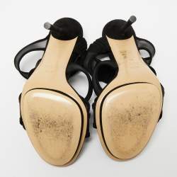 Gucci Black Suede and Mesh Betty Slingback Sandals Size 38.5