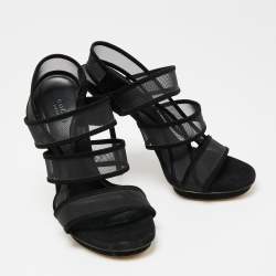 Gucci Black Suede and Mesh Betty Slingback Sandals Size 38.5