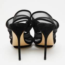 Gucci Black Suede and Mesh Betty Slingback Sandals Size 38.5