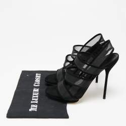 Gucci Black Suede and Mesh Betty Slingback Sandals Size 38.5